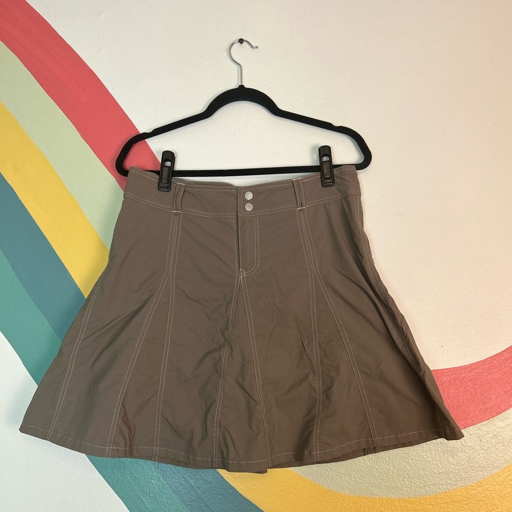 Sahalie Taupe Brown Lined Moisture WickingAthletic Flare Skater Skirt Skort